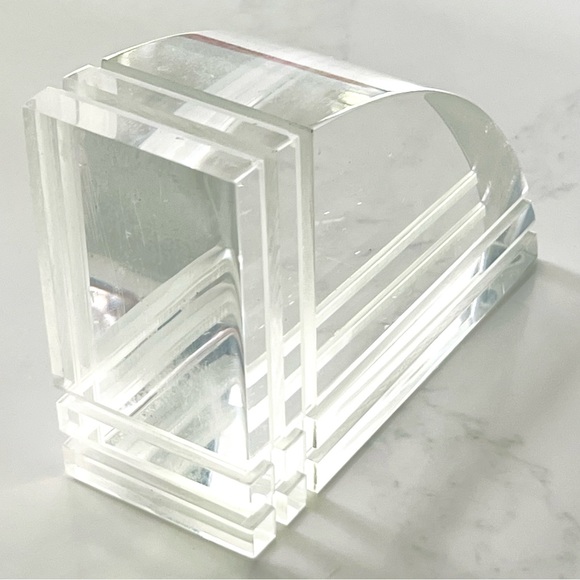 Vintage MCM lucite Acrylic book end clear wharf shape - Picture 3 of 14